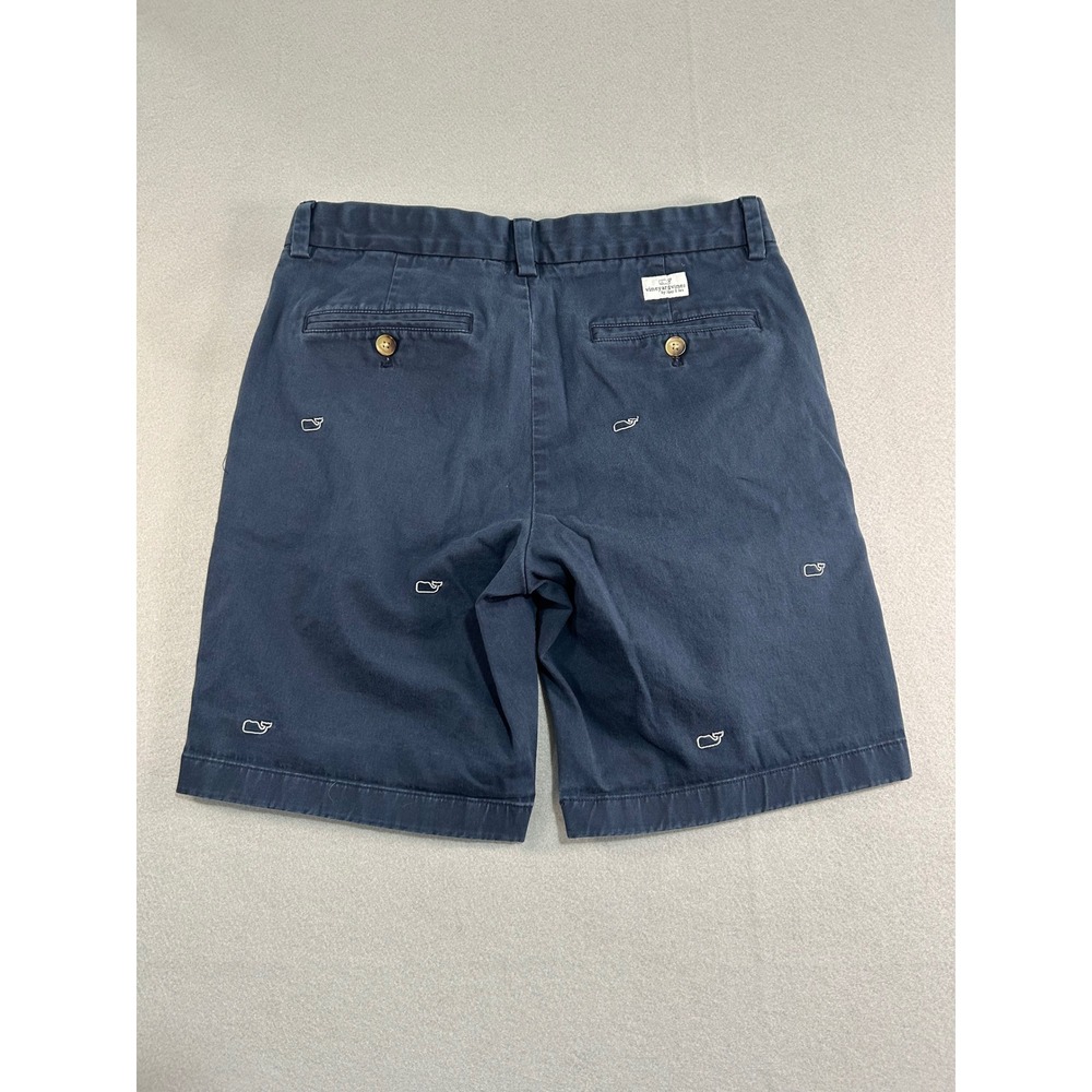 Vineyard Vines Breaker Shorts Mens 30 Navy Blue Embroidered Whale Chino‎ Preppy - Picture 7 of 7